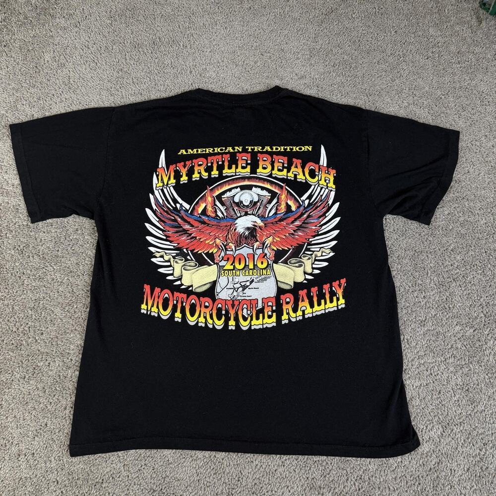 Keya Shirt Mens L Black Myrtle Beach Motorcycle Rally 2016 Graphic Crew Neck